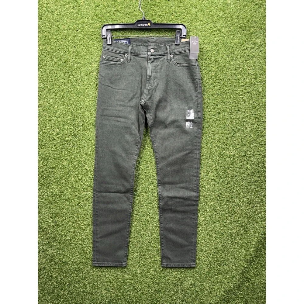 Abercrombie & Fitch Jeans Mens 29x30 Felix Super Slim Dark Green Denim Stretch